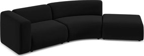 Chaise longue nera (con penisola a destra) con rivestimento in velluto Ekahi – Makamii