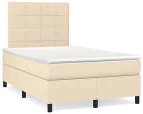 Letto a Molle con Materasso e LED Crema 120x190 cm in Tessuto