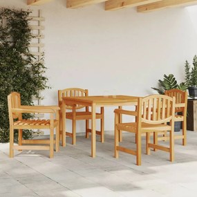 Set Da Pranzo Per Giardino 5 Pz İn Legno Massello Di Teak /