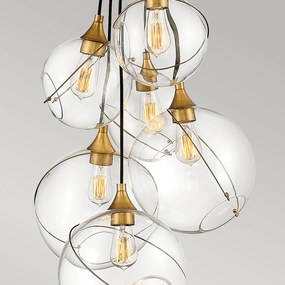 Lampadario Industrial Nordico Skye Acciaio Ottone Antico 6 Luci E27