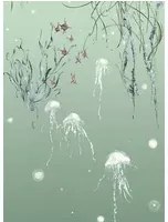 Edmond Petit Carta da parati Nautilus/ Méduses/ Nénuphars - Méduses droit - Aqua