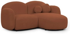 Divano angolare color terracotta (con penisola a destra/con chaise lounge) con rivestimento in bouclé Orbit – Ropez