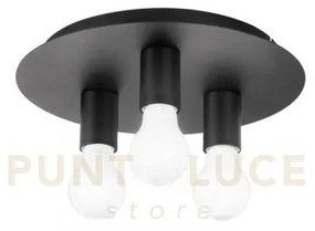 Plafoniera strike nera 3 luci attacco e27 30x30x86cm in metallo