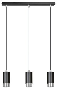 Lampadario 3 Luci Ivar Con Cilindri In Acciaio Nero E Cromo