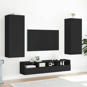Mobile tv a parete nero 40,5x30x102 cm in legno multistrato