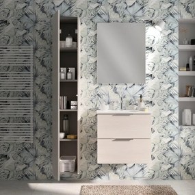 Mobile bagno sospeso con lavabo L 60 x H 55 x P 45 cm larice bianco 2 cassetti per vasca centrale Jnka