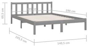 Giroletto Grigio in Legno Massello di Pino 135x190 cm Double