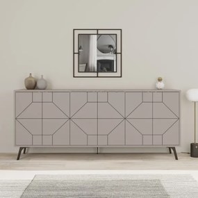 Madia Moderna 6 Ante 183 Cm Design Geometrico Piedi Metallici Dune Tortora