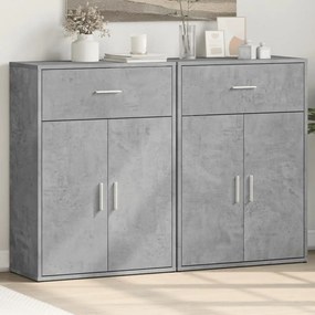 Credenze 2 pz grigio cemento 60x30x84 cm in legno multistrato