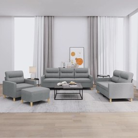 Set Di Divani 4 Pz Con Cuscini Grigio Chiaro İn Tessuto /