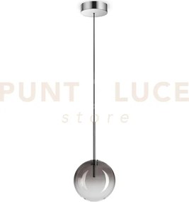 Equinoxe sospensione in vetro fume' e cromo 1 luce attacco g4 d.15cm