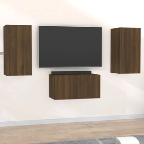 Set Mobili Porta Tv 3 Pz Rovere Marrone İn Legno Multistrato /