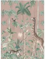 Rebel Walls Wandbild Giraffes Stroll - Pink