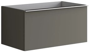 Mobile da bagno sotto lavabo Pixel plain grigio carbone e maniglia alluminio brillante laccato opaco L 80 x H 40 x P 45.5 cm 2 cassetti, lavabo non incluso