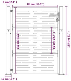 Cancello da Giardino105x155 cm Acciaio Corten Design Quadrato