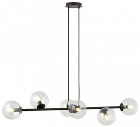 Lampadario a Sospensione in Acciaio e Vetro ROSSI 6 Nero 6xE14 Colore delle Sfere Trasparente
