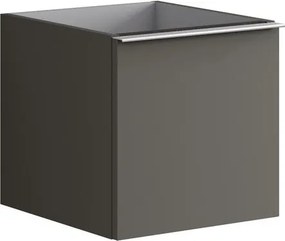 Cassettiera Pixel con 2 cassetti (1 interno) frontale Plain laccato opaco grigio carbone e maniglia alluminio brillante L.40 H.40 P.45,5 cm.