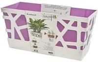 Fioriera Rettangolare Mosaic Flowerbox 40 Idel Vaso Interno Esterno Moderno Colore: Bianco/Viola