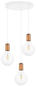 Lampadario a sospensione con filo MIROS 3xE27/60W/230V tondo bianco/rame