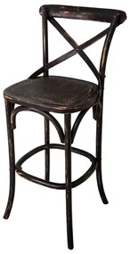 Sedia da bar in legno di olmo nero (altezza seduta 78 cm) - Antic Line