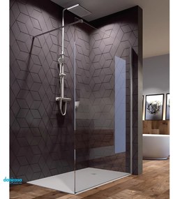 Giava Walk-In Da 87/88 Cm "Fiji" Cristallo Temperato Trasparente Da 6 mm Profilo e Barra Di Sostegno Cromo Lucido