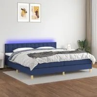 Letto a Molle Materasso e LED Blu 200x200cm in Tessuto 3134067