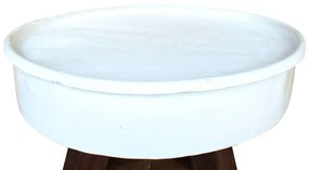 Tavolino da caffè in legno massello recuperato 60x45 cm bianco
