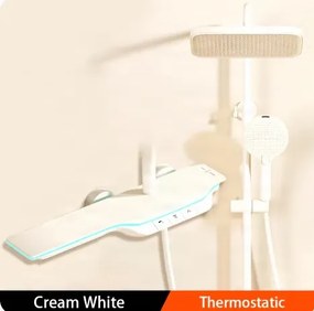 Pannello doccia termostatico ELITE EDITION BSE1420 a vista con schermo LED, getto a cascata e più finiture — Bianco crema