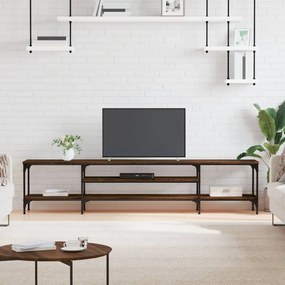 Mobile Tv Rovere Marrone 201x35x45 Cm Legno Multistrato E Ferro /
