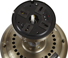 Ventilatore da soffitto in ottone con stampa legno e rattan 108cm con interruttore a tirante - Mistral Majas