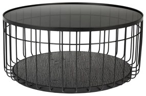 Tavolino da salotto rotondo nero con piano in vetro 80x80 cm Lance – White Label