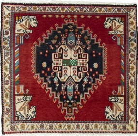 Shiraz Tappeto persiano 60x60 Rosso (Iran) Annodato A Mano
