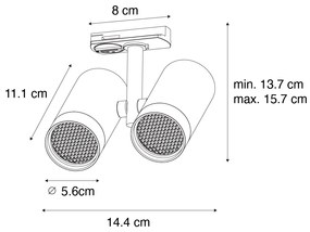 Faretto a binario moderno monofase bianco 2 luci - Iconic Scopio