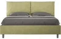 Letto Matrimoniale rivestito in Microfibra - ANTEA Tipologia Letto: Con Rete, Dimensione Rete: 150x200, Colore: Verde