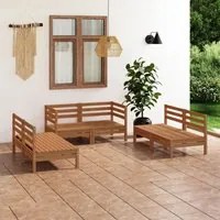 Set Divani da Giardino 6 pz Miele in Legno Massello di Pino 3082555