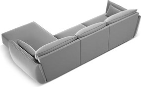 Divano angolare grigio chiaro (con penisola a destra/con chaise lounge) con rivestimento in velluto Vanda – Mazzini Sofas