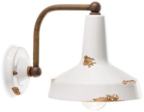 Applique Vintage Ceramica Bianca Curva 1 Luce E27