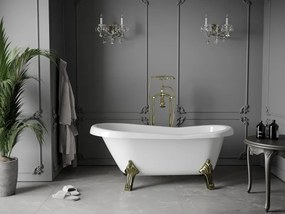 Mexen Retro vasca da bagno freestanding 150 x 73 cm, bianca, gambe dorate - 53251507300-50