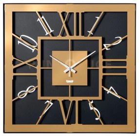 Orologio da muro di design tauro nero e oro laccato in ferro 50x50cmh