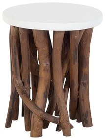 Tavolino legno scuro e bianco ⌀ 40 cm HOUMA Beliani