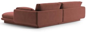 Divano angolare rosa (con penisola a sinistra/con chaise lounge) con rivestimento in velluto Torino – Micadoni