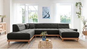 Divano letto a U grigio scuro, angolo sinistro Dazzling Daisy - Miuform