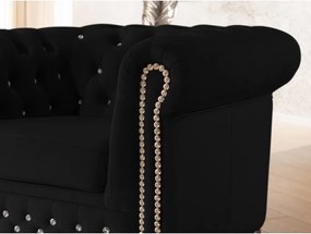 Poltrona chesterfield nera con rivestimento in velluto York Blik – Ropez