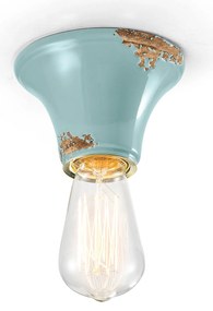 Plafoniera Vintage Tonda Piccola Ceramica Azzurra 1 Luce E27