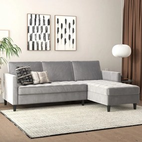 Divano angolare grigio chiaro in velluto Presley - Støraa