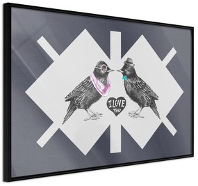 Poster  Bird Love  Cornice Quadri Cornice nera, Larghezza x Altezza Home decor 45x30