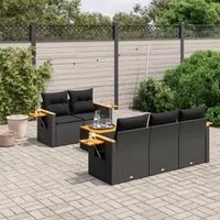 Set Divano da Giardino 6 pz con Cuscini Nero in Polyrattan 3226622