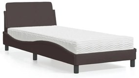 Letto con materasso marrone scuro 90x200 cm in tessuto