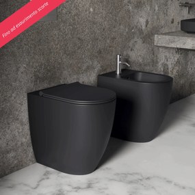 Coppia Di Sanitari a Terra Senza Brida Alice Ceramica "Form" Nero Opaco