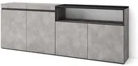 Credenza Mobile Cucina 200x75x35cmcon 4 Porte grande stoccaggio, Stile moderno, Cemento